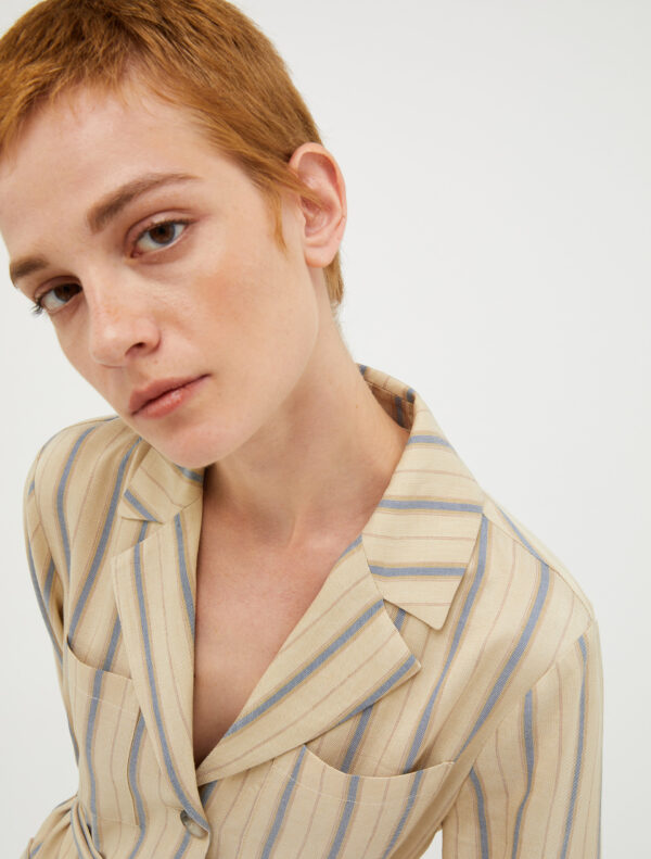 Striped linen-blend safari jacket - Slika 3