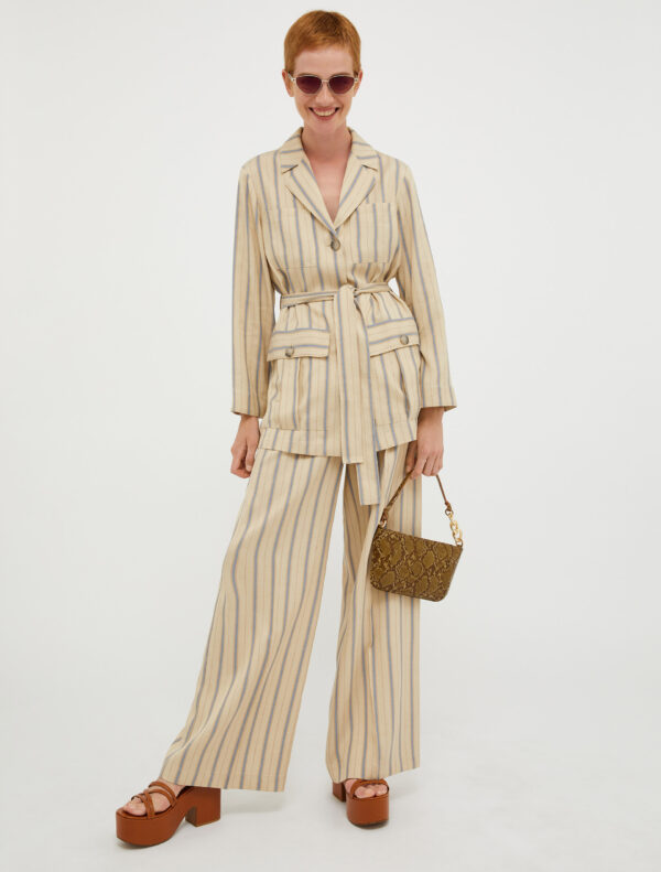 Striped linen-blend safari jacket - Slika 4