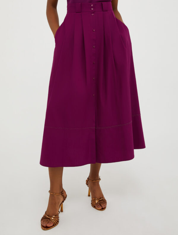 Cotton-poplin corolla midi skirt - Slika 1