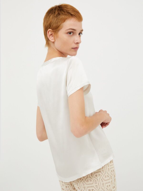 Raw-edged silk-satin T-shirt 6 Raw-edged silk-satin T-shirt - Slika 2