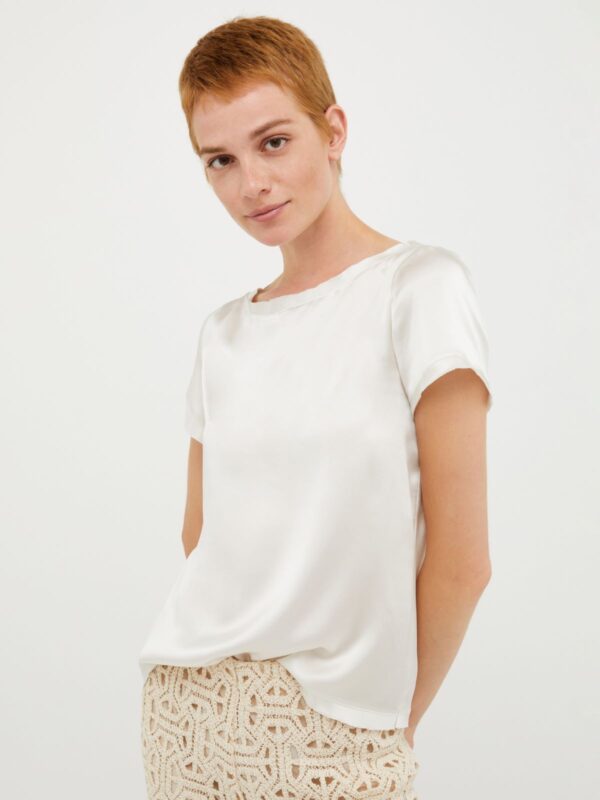 Raw-edged silk-satin T-shirt 5 Raw-edged silk-satin T-shirt - Slika 1