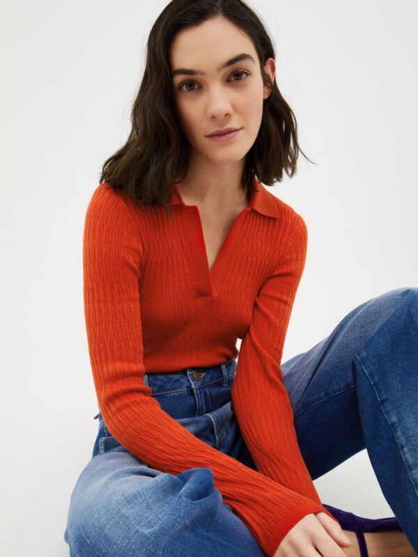 Cotton and modal polo shirt - Slika 3