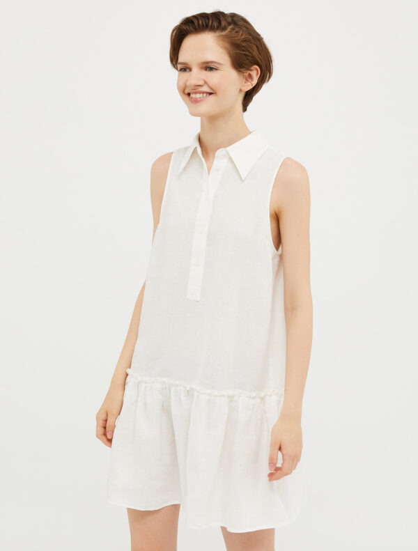 Pure linen canvas mini dress - Slika 1