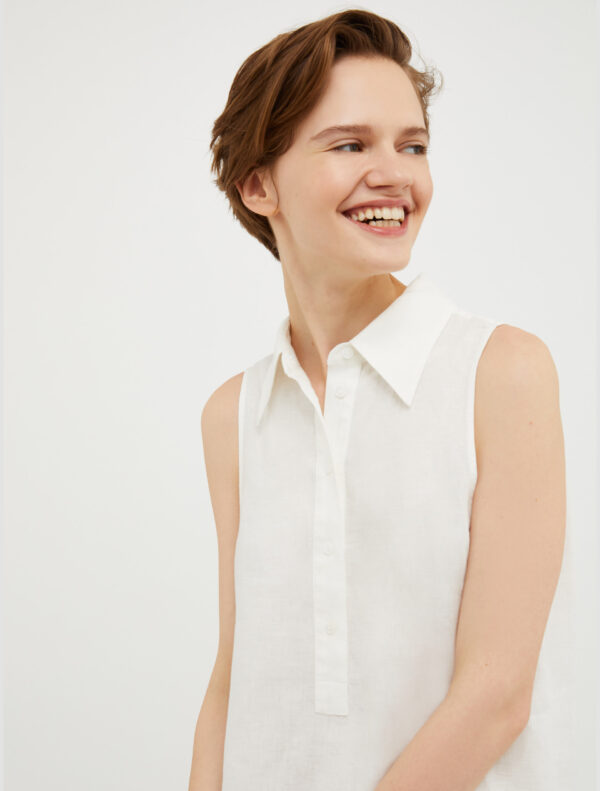 Pure linen canvas mini dress - Slika 3