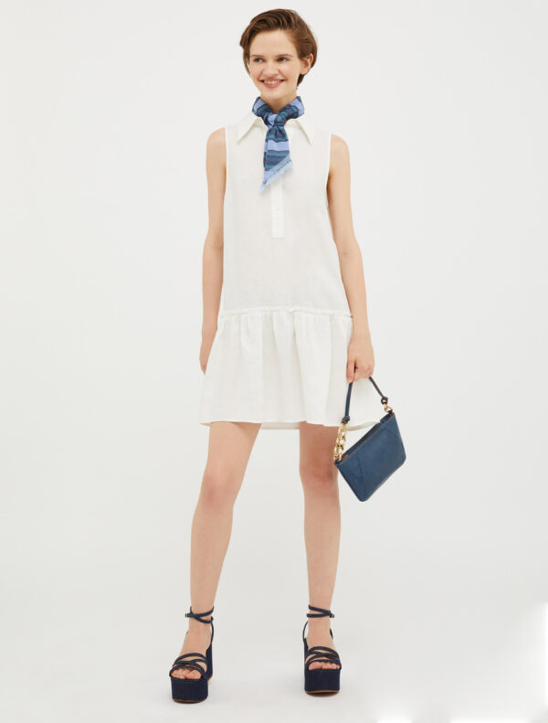 Pure linen canvas mini dress - Slika 4