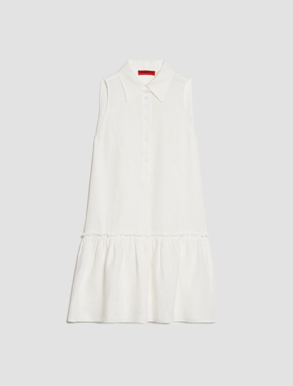 Pure linen canvas mini dress - Slika 5