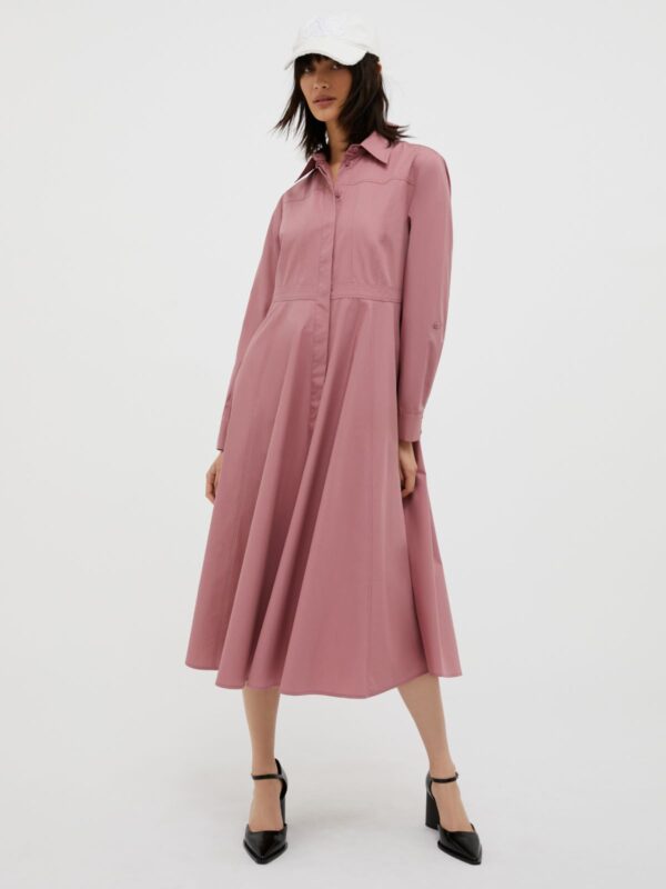 Poplin midi shirt dress - Slika 4