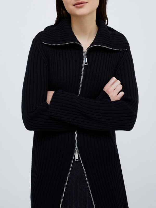Zip-up rib-knit cardigan - Slika 3