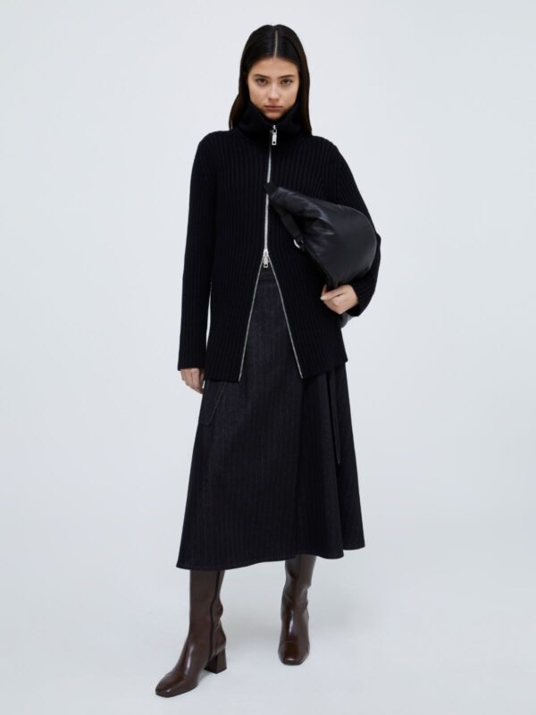 Zip-up rib-knit cardigan - Slika 4