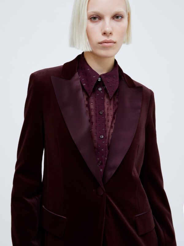 Velvet-jersey tuxedo blazer - Slika 3