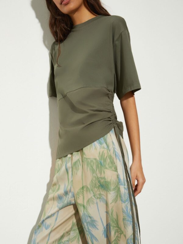 Drawstring cotton T-shirt - Slika 3