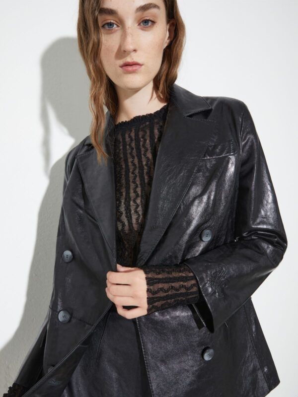 Double-breasted leather blazer - Slika 3