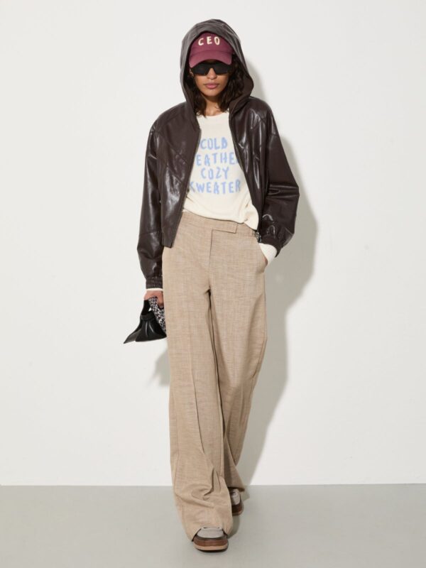 Wide-leg slub grisaille trousers - Slika 4
