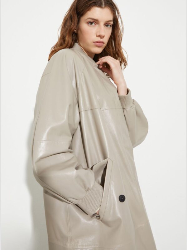 Glossy leather duster coat - Slika 3