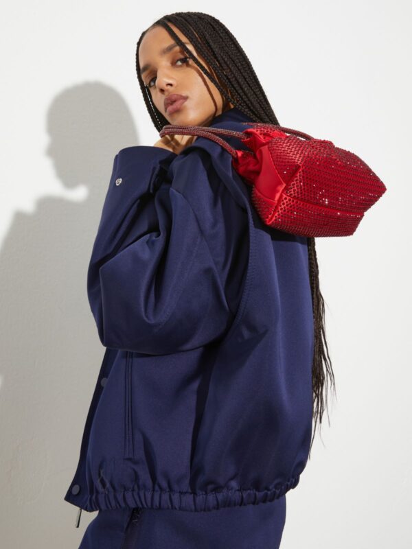 Rhinestone-embellished satin bag - Slika 5
