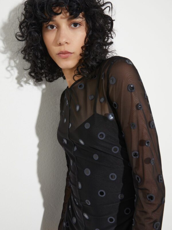 Polka-dot tulle-jersey dress - Slika 3