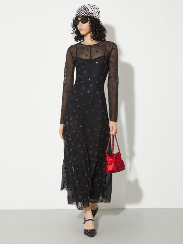 Polka-dot tulle-jersey dress - Slika 4
